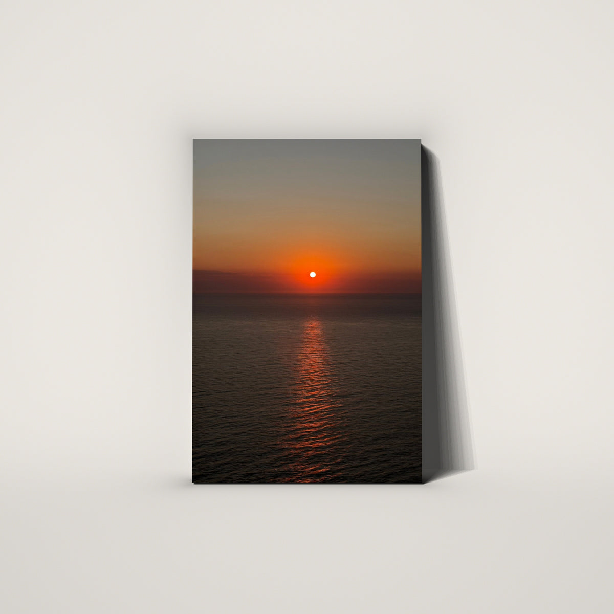 First Light 1 of 1 canvas, red sunrise over the Pacific, front view